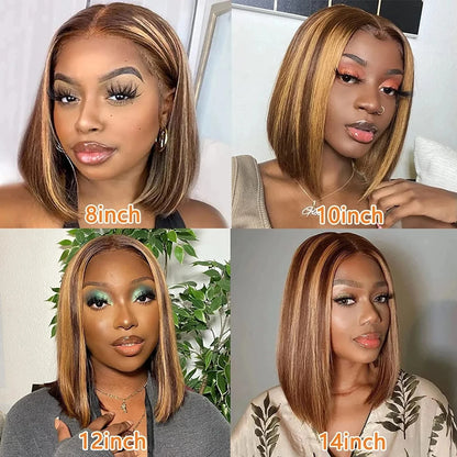 Perruque Lace Front Wig  naturelle lisse, blond miel ombré, 13x4, avec reflets, 8 à 16 pouces